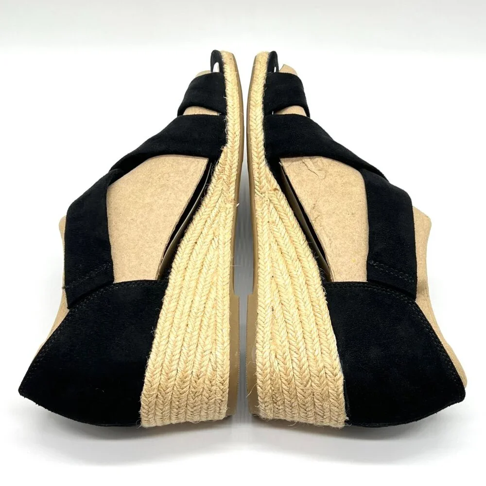 Lifestride Womens Size 9‎ Siesta Black Espadrilles Wedges Sandals Shoes